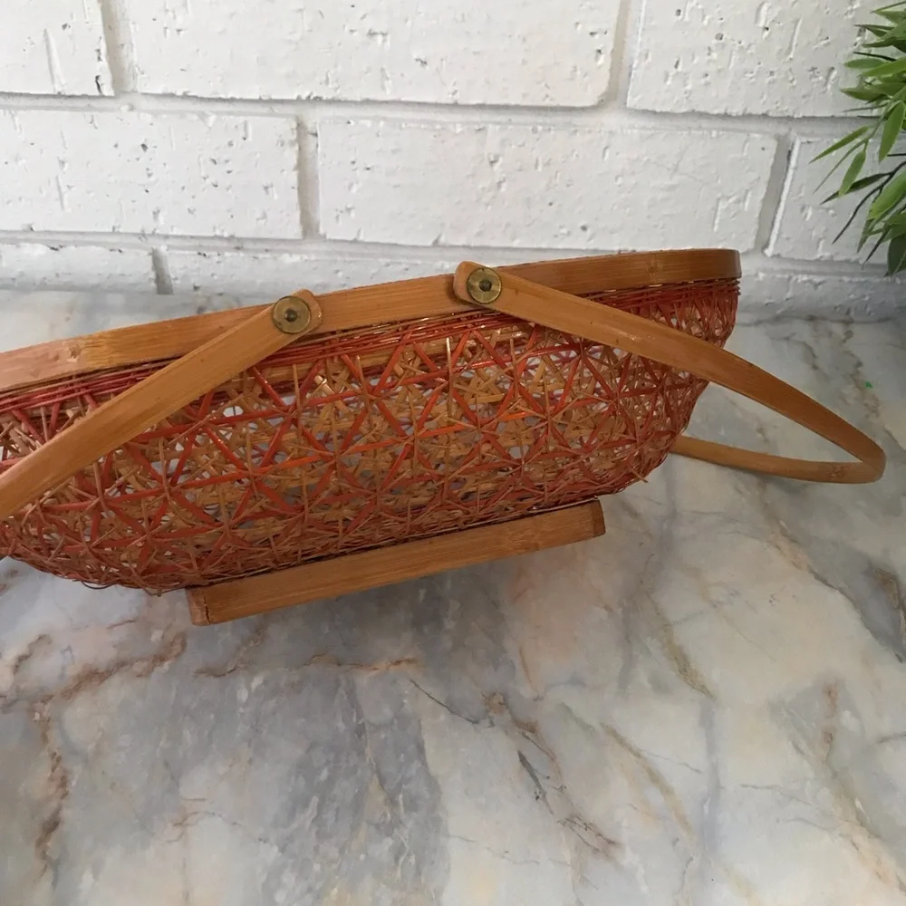 Handcrafted Orange & Brown Danty Oval Woven Basket
